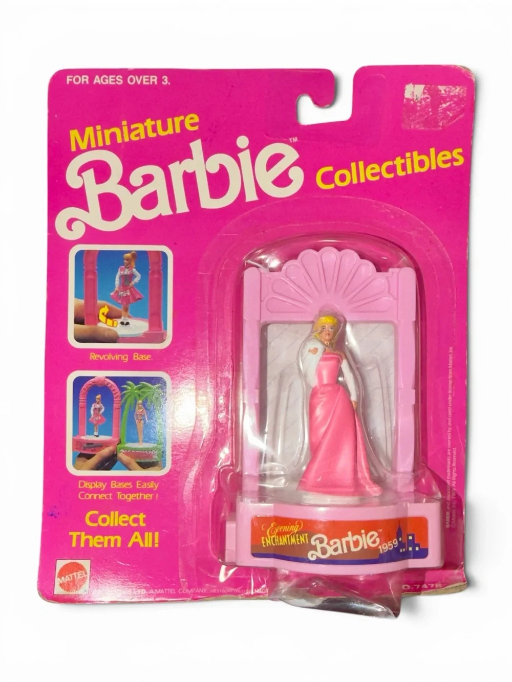 Barbie Miniature Collectible Figure in Pink Gown with Display Arch